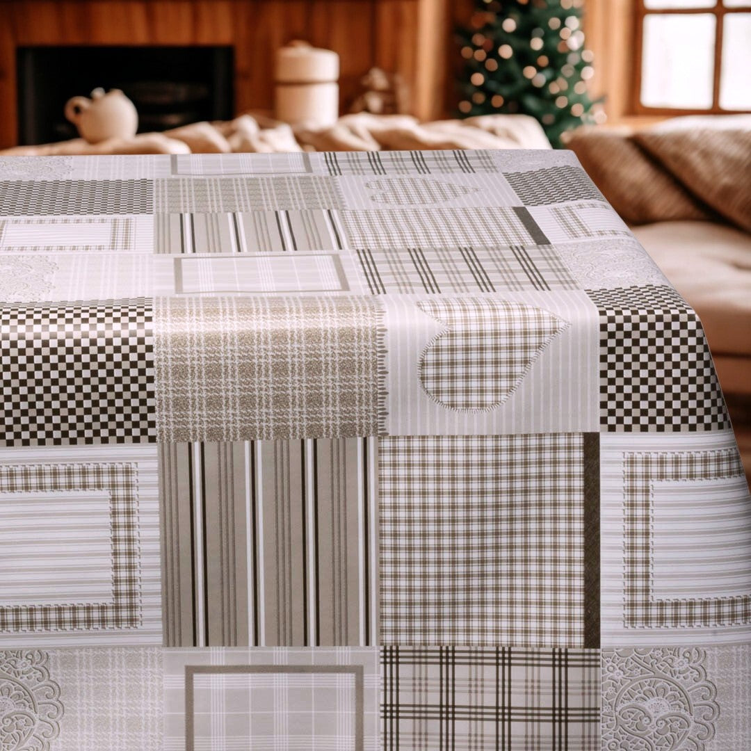 Patchwork Brun – Ekstra bred voksdug 160 cm