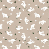 Peace is in the Air Cream – Lola voksdug med grafisk fuglemotiv, mønster