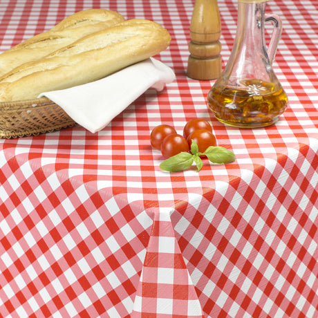 Picnic Red – Ternet voksdug med tekstillook, hjørne