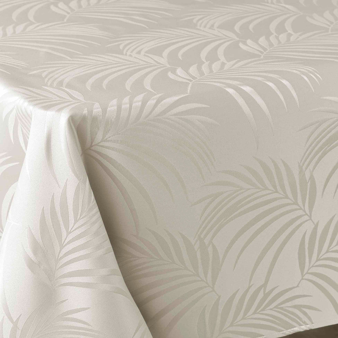 Plumette Linen – Damaskdug med vævet palmebladsmønster – 140 x 240 cm, hjørne