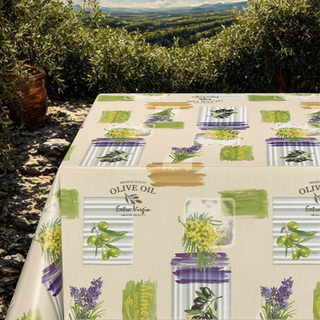 Provence Oliven & Blomster - Voksdug med beige bund, miljø