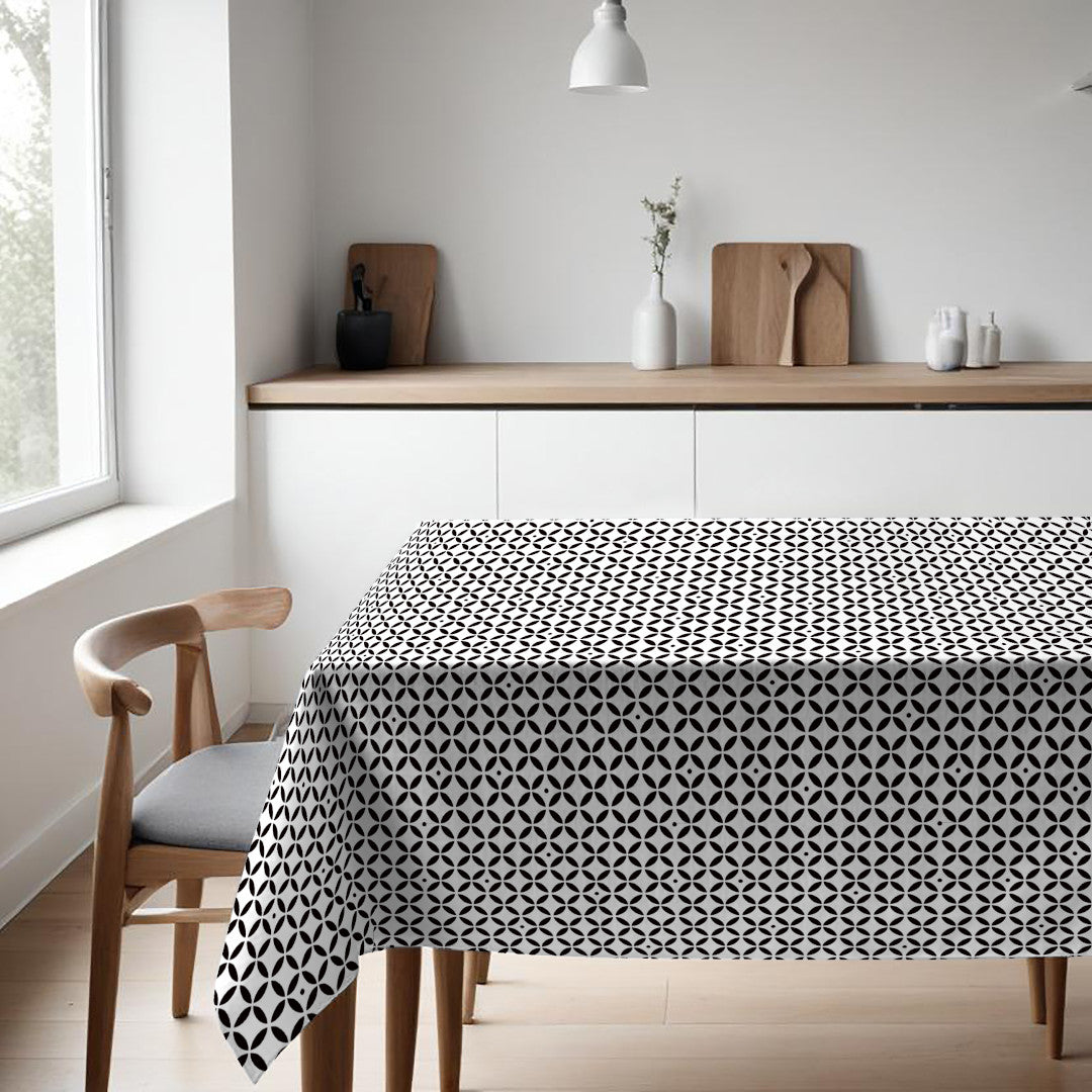 Raipur Black – Moderne sort/hvid voksdug med grafisk mønster, køkken