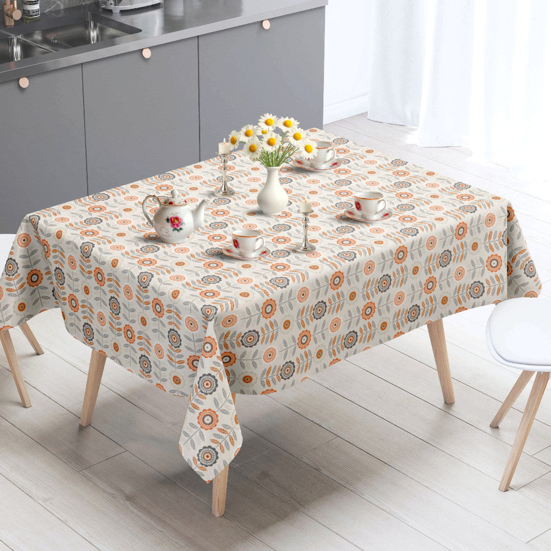 Retroblomst – Creme voksdug med grafiske blomster, miljø