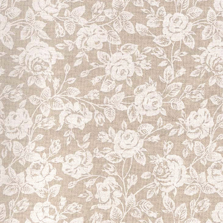 Rose Bianche - Akryldug i hørlook, 160 cm bred, mønster