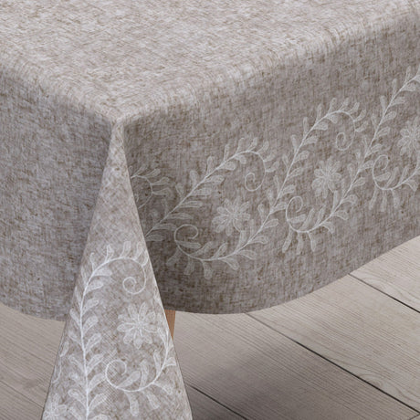 Silva Beige – Beige voksdug med elegant ornamentbort, hjørne