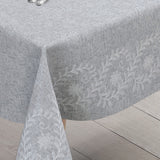 Silva Grå – Grå voksdug med elegant ornamentbort, hjørne
