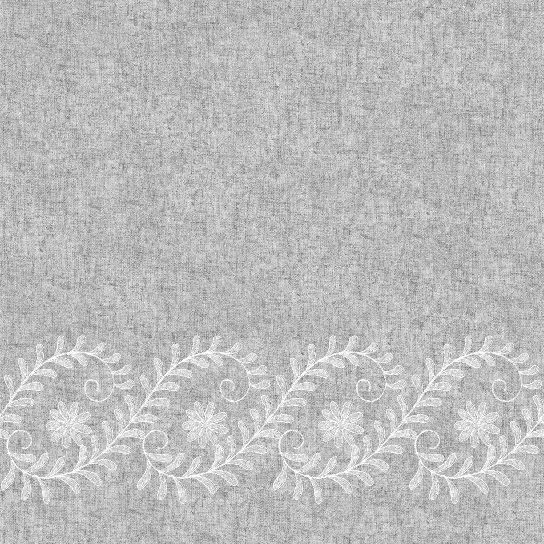 Silva Grå – Grå voksdug med elegant ornamentbort, mønster