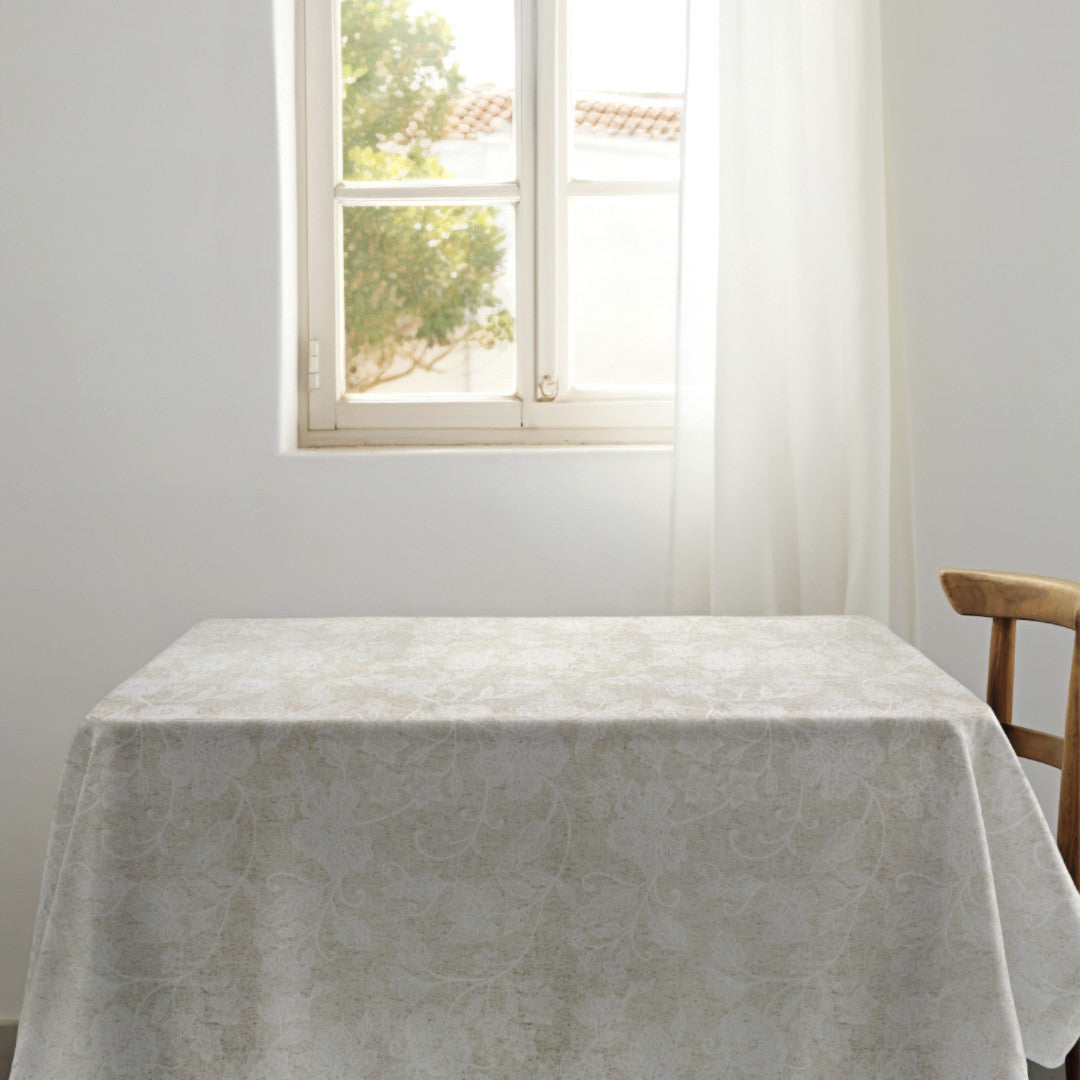 Tamayo Lino – Jacquardvævet akryldug med blomsterstruktur, 160 cm, miljø