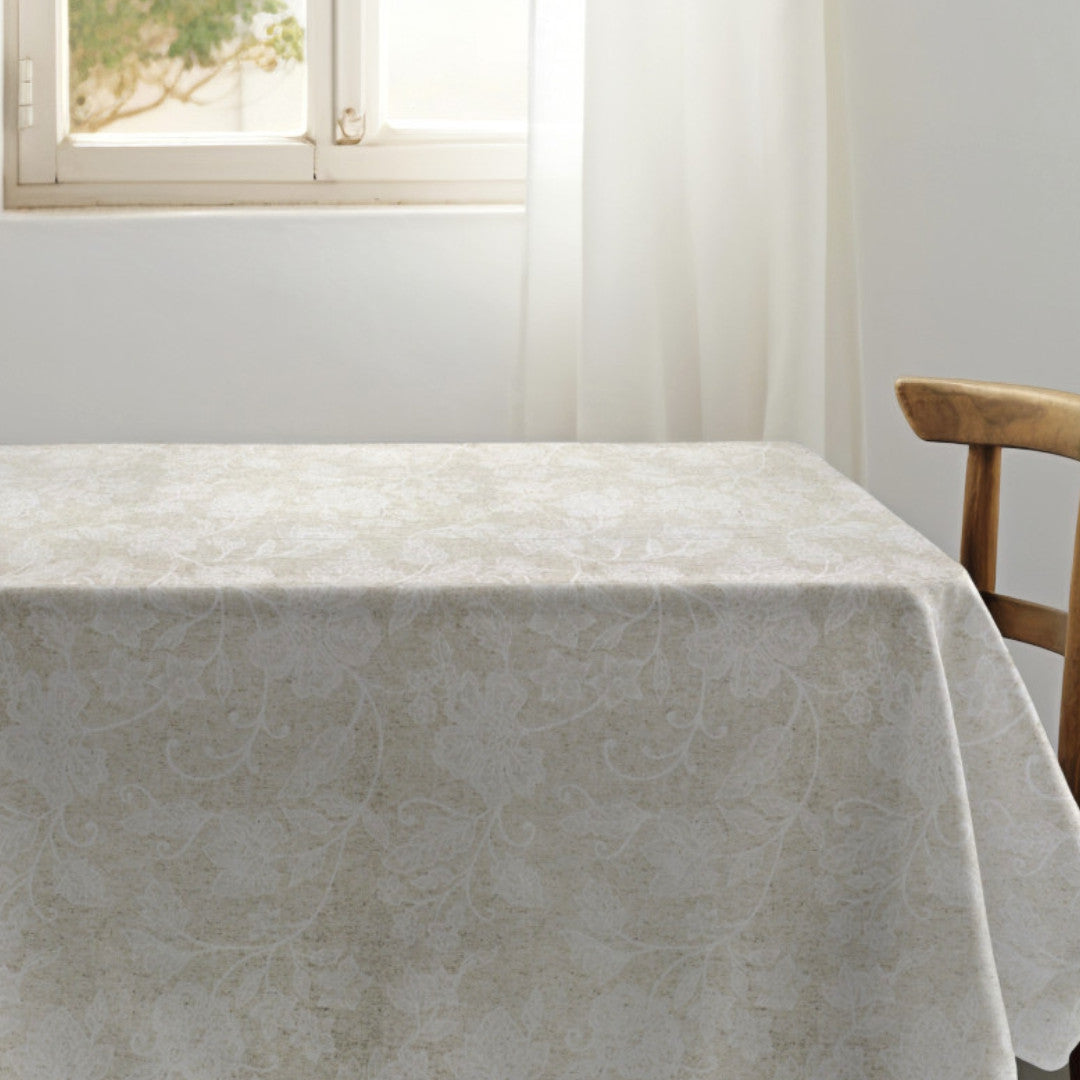 Tamayo Lino – Jacquardvævet akryldug med blomsterstruktur, 160 cm, nærbillede