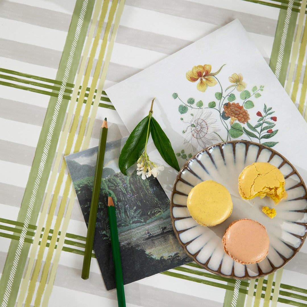 Tea Milady? Linen – Lola voksdug med stribet design, nærbillede