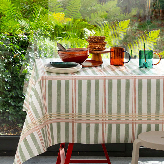 Tea Milady? Olive – Lola voksdug med stribet design, hjørne