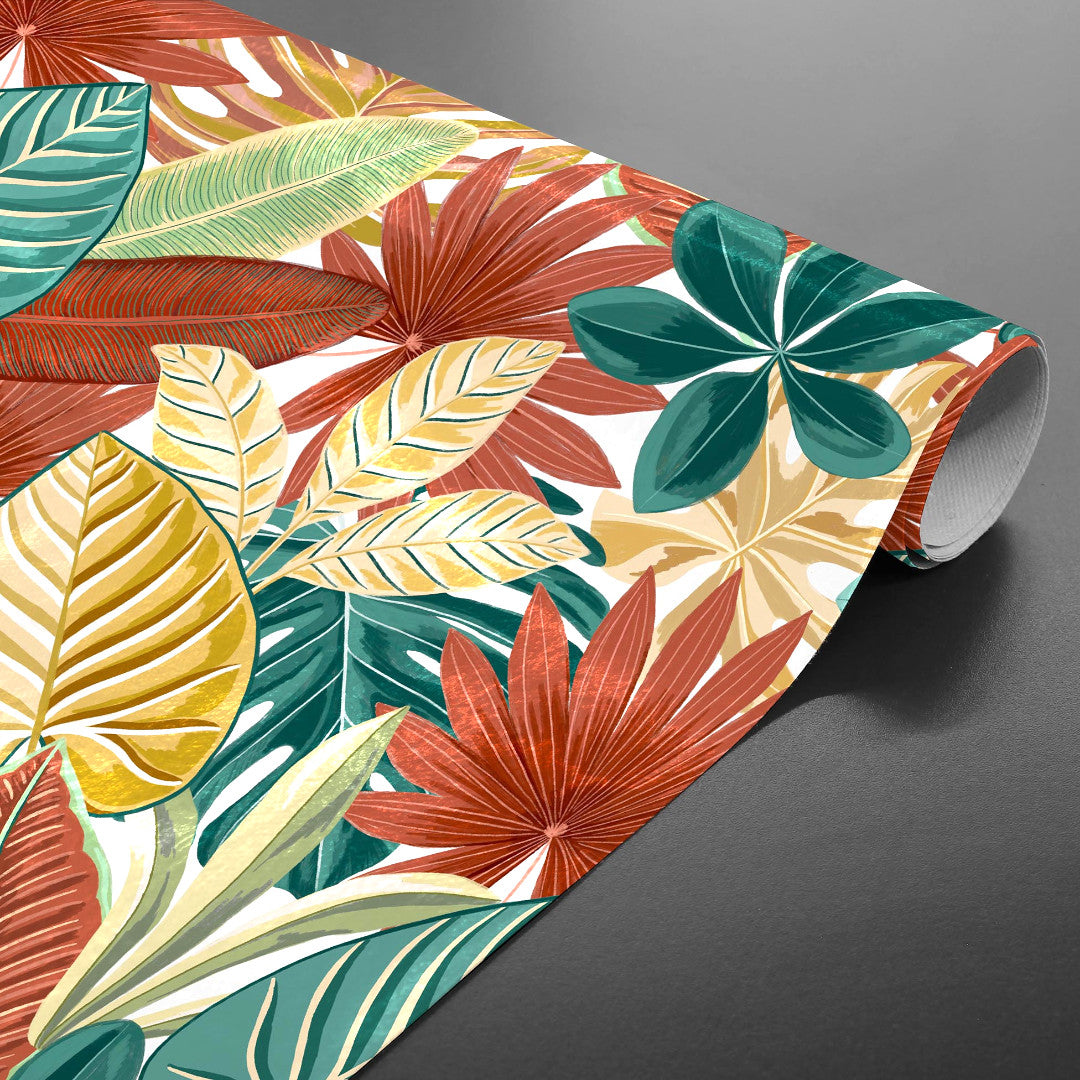 Textilia Ardenia - Voksdug med dekorativt bladmønster, rullet