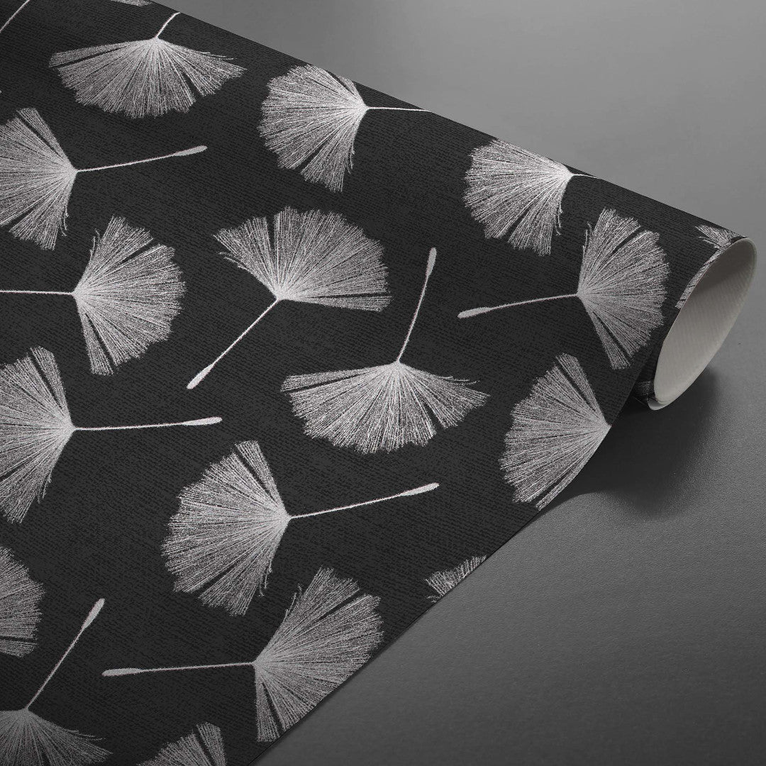 Textilia Glitter Auxine - Voksdug med blomstermotiv i sølvtryk, rullet