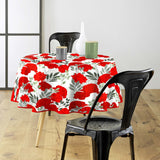 Textilia Occitanie - Rund voksdug med flotte røde blomster, Ø 155 cm, miljø