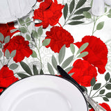 Textilia Occitanie - Rund voksdug med flotte røde blomster, Ø 155 cm, nærbillede