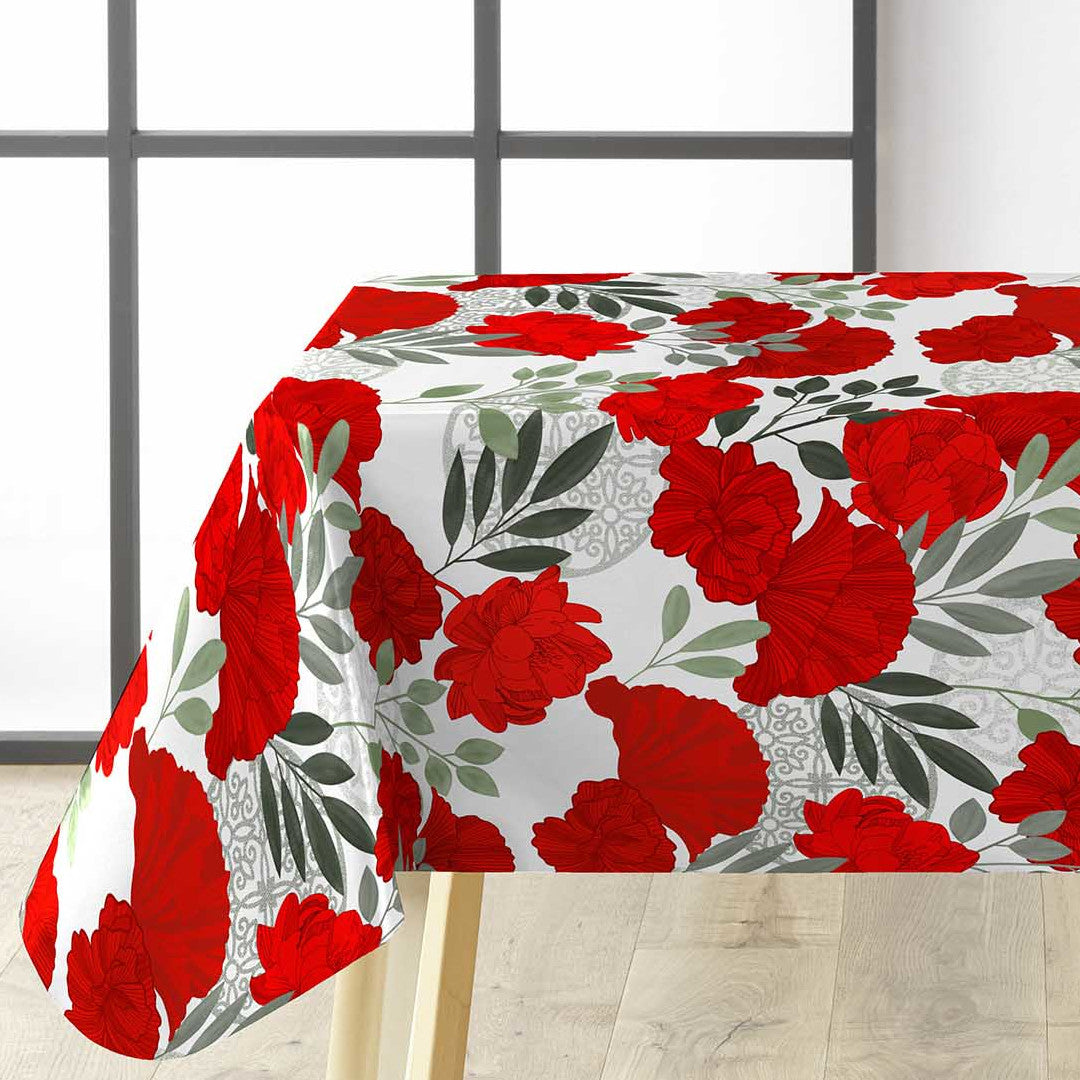 Textilia Occitanie - Fantastisk voksdug med røde blomster, hjørne