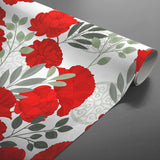 Textilia Occitanie - Fantastisk voksdug med røde blomster, rullet