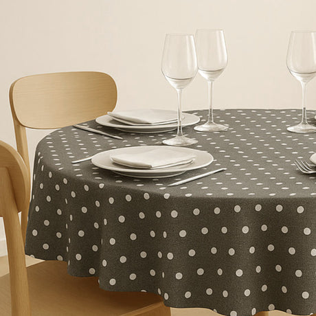 Van Gogh – Rund akryldug i mørk grå med hvide prikker, 160 cm