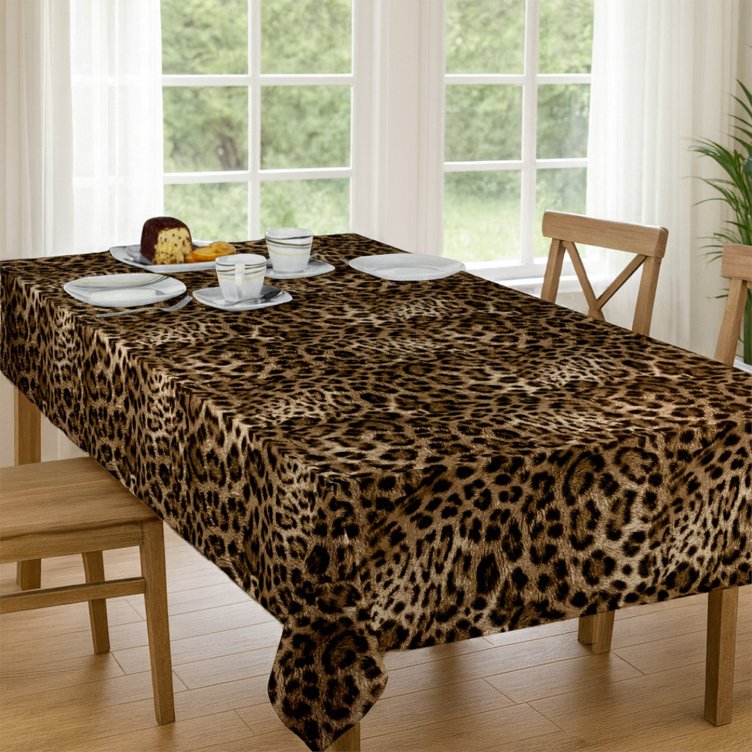 Voksdug Leopard Luxe – Eksotisk borddækning med dyreprint, stuemiljø