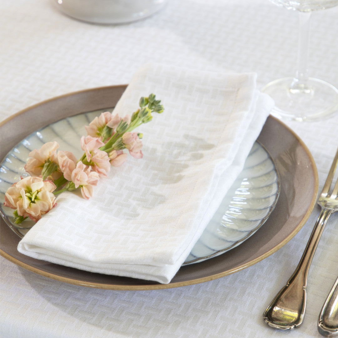 WOW Tradition Swan damaskservietter 45 x 45 cm – 4 stk. – Hvid
