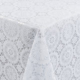 White Chantilly – Hvid blondevoksdug med klassisk rosetmønster