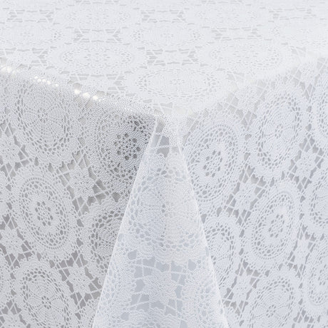 White Chantilly – Hvid blondevoksdug med klassisk rosetmønster