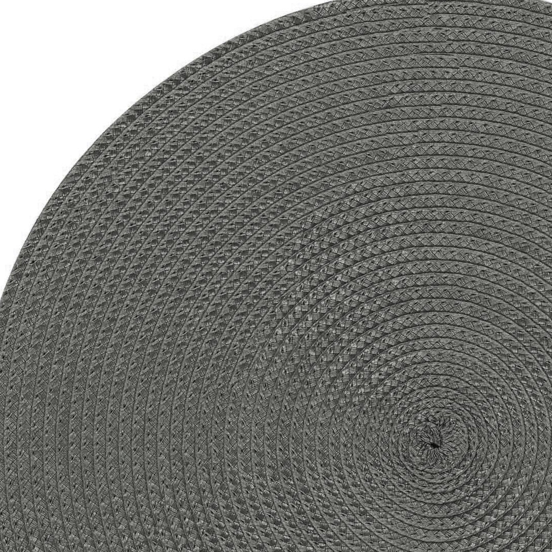 Zebulon Antracitgrå – Rund dækkeserviet i polypropylen Ø 35 cm, nærbillede
