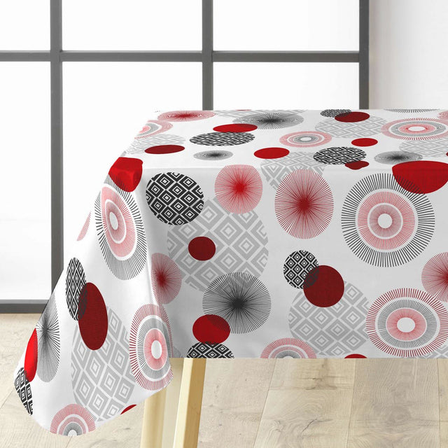 Zoya Red - Voksdug med grafisk cirkelmønster, hjørne