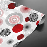 Zoya Red - Voksdug med grafisk cirkelmønster, rullet