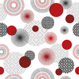 Zoya Red - Voksdug med grafisk cirkelmønster, mønster