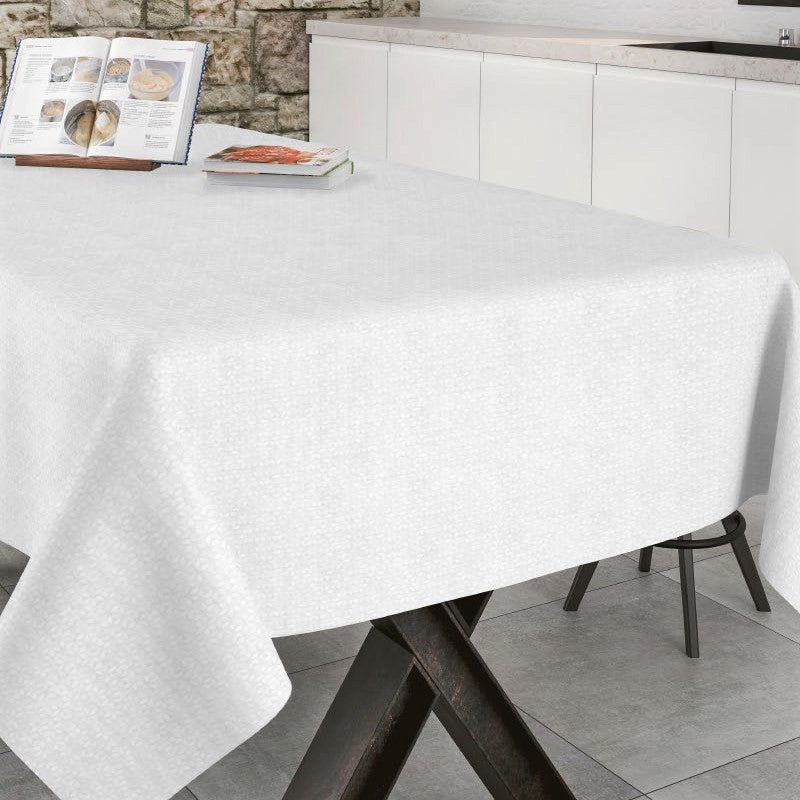 Corbaz hvid, jacquard vævet akryldug, 140 cm bred