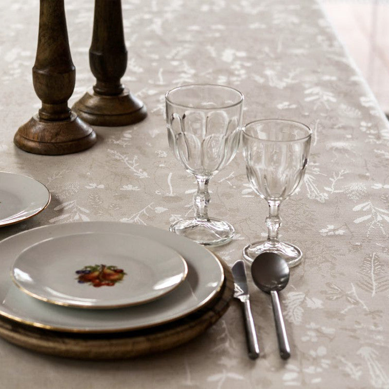 Lorrain Lino beige, jacquard vævet akryldug 160 cm bred