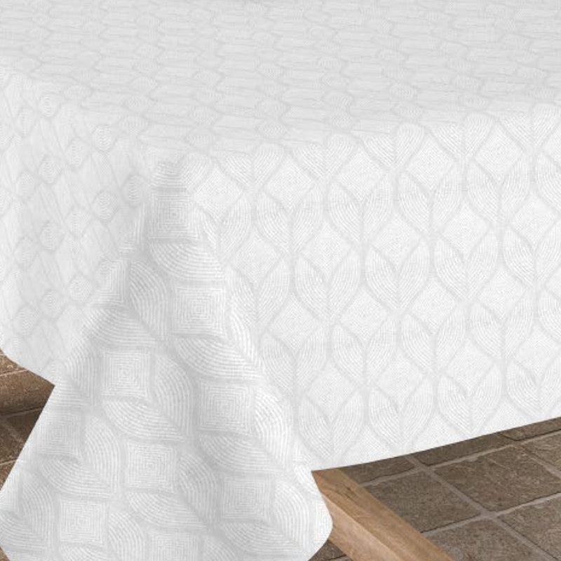 Manno hvid, jacquard vævet akryldug, 140 cm bred