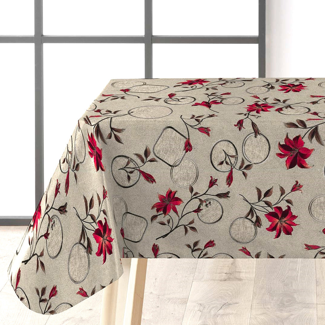 Altea Metallic Red - Gylden voksdug med røde julestjerner