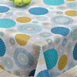 Alvares Blå - Akryldug med flotte cirklemotiver - 150 cm bred