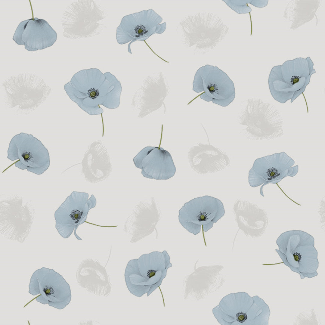 Amapolas Blue - Voksdug med fine blå valmuer, mønster