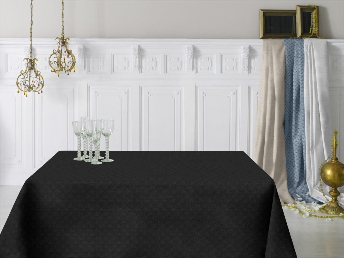 Amigoni Sort - Jacquard vævet akryldug, 180 cm bred