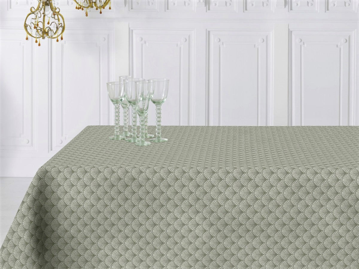 Amigoni Støvet Grøn - Jacquard vævet akryldug, 160 cm