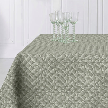 Amigoni Støvet Grøn - Jacquard vævet akryldug, 180 cm bred