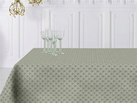 Amigoni Støvet Grøn - Jacquard vævet akryldug, 180 cm bred