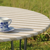 Aria Beige/offwhite - Rund voksdug med elastik