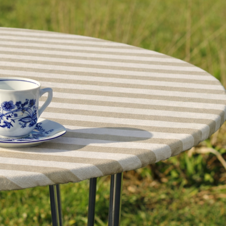 Aria Beige/offwhite - Rund voksdug med elastik