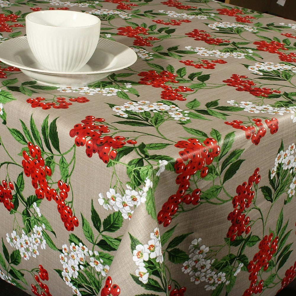 Baies - Akryldug med bær og blomster 155 cm bred