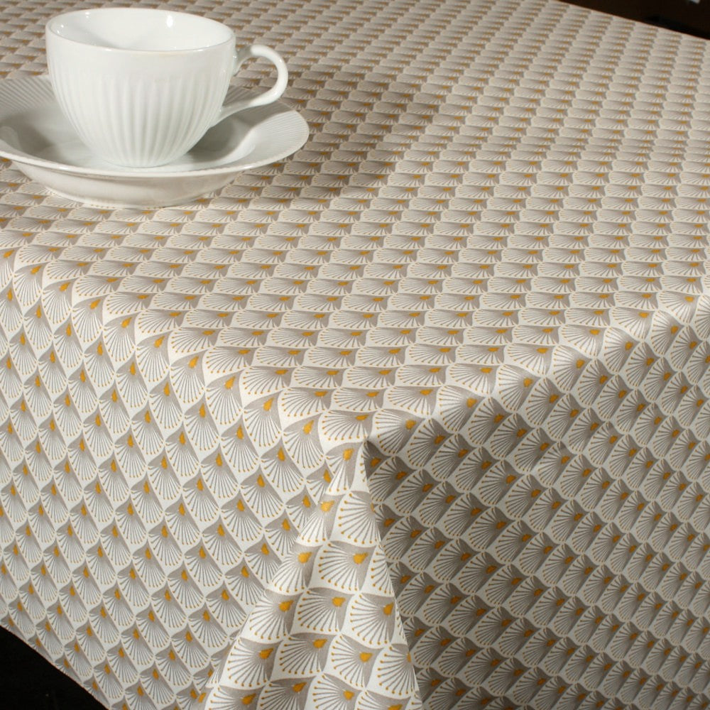 Baker Naturel - Akryldug med flot grafisk motiv, 155 cm bred