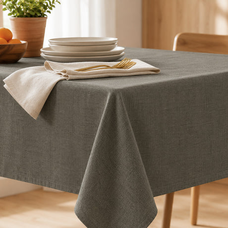 Basic Linen Antracit - Hørdug med akrylbelægning, 100% hør, miljø