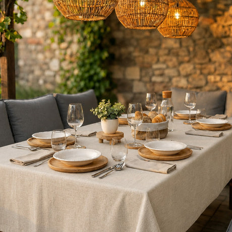 Basic Linen Sand - Hørdug med akrylbelægning, 100% hør, miljø