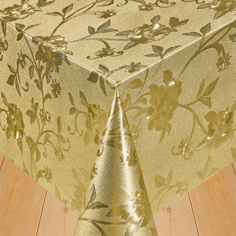 Damask Blomsterranker Guld - Voksdug med blomster