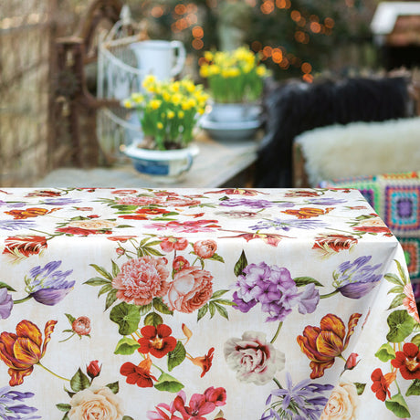 Blomsterromance - Lys voksdug med smukke blomster, 160 cm bred