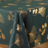 Bloomy Metallic Print - Green/Gold - Juledug med anti-plet, 150 x 300 cm