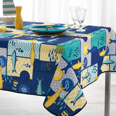 Blue Lagoon Navy Blue, dug med anti-plet, 150 x 240 cm